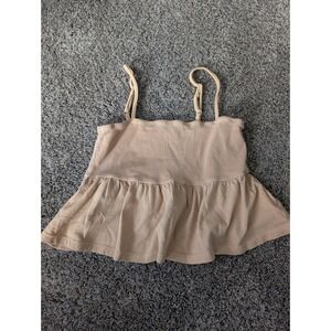 Forever 21 Tan Ribbed Peplum Cami Top Adjustable Straps Small